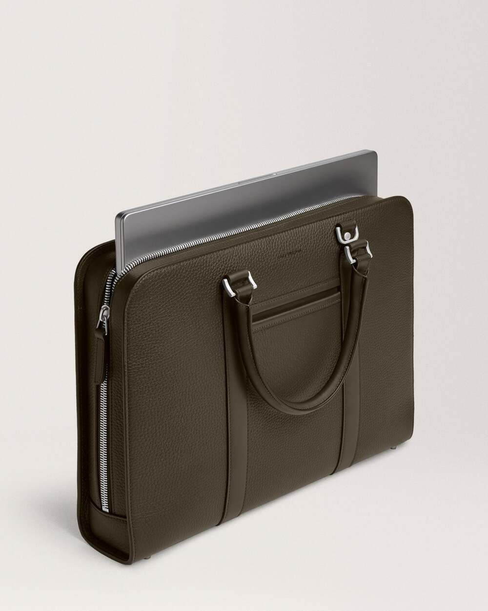 Carl Friedrik Palissy Briefcase 10L Dark Olive Grained Leather NEW Authentic